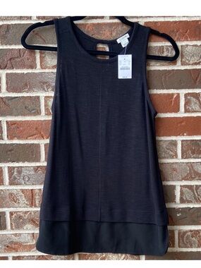 J. Crew Black Sleeveless Layered-Hem Tank